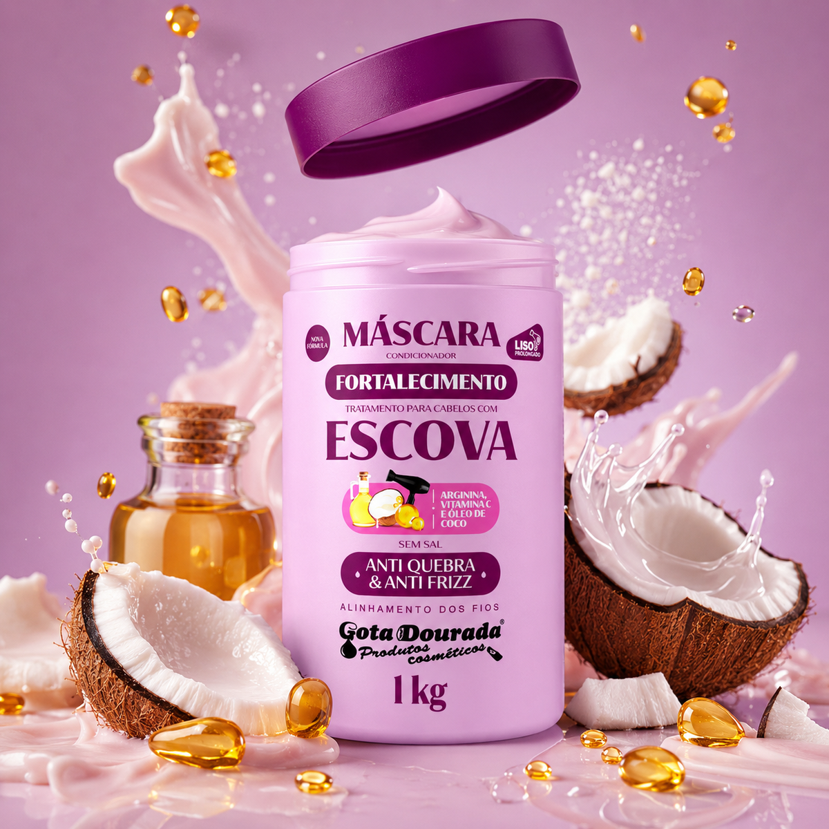 Mascarilla Fortalecedora Capilar para Cabello Liso 1 kg Marca Gota Dorada - Chile