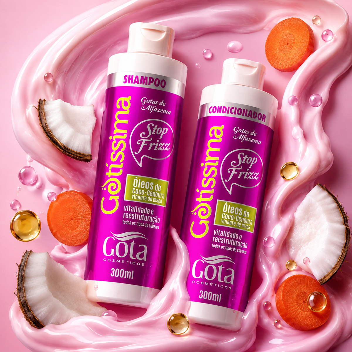 Kit Gotissima Stop Frizz – Shampoo y Acondicionador 300 ml Marca Gota Dorada - Chile