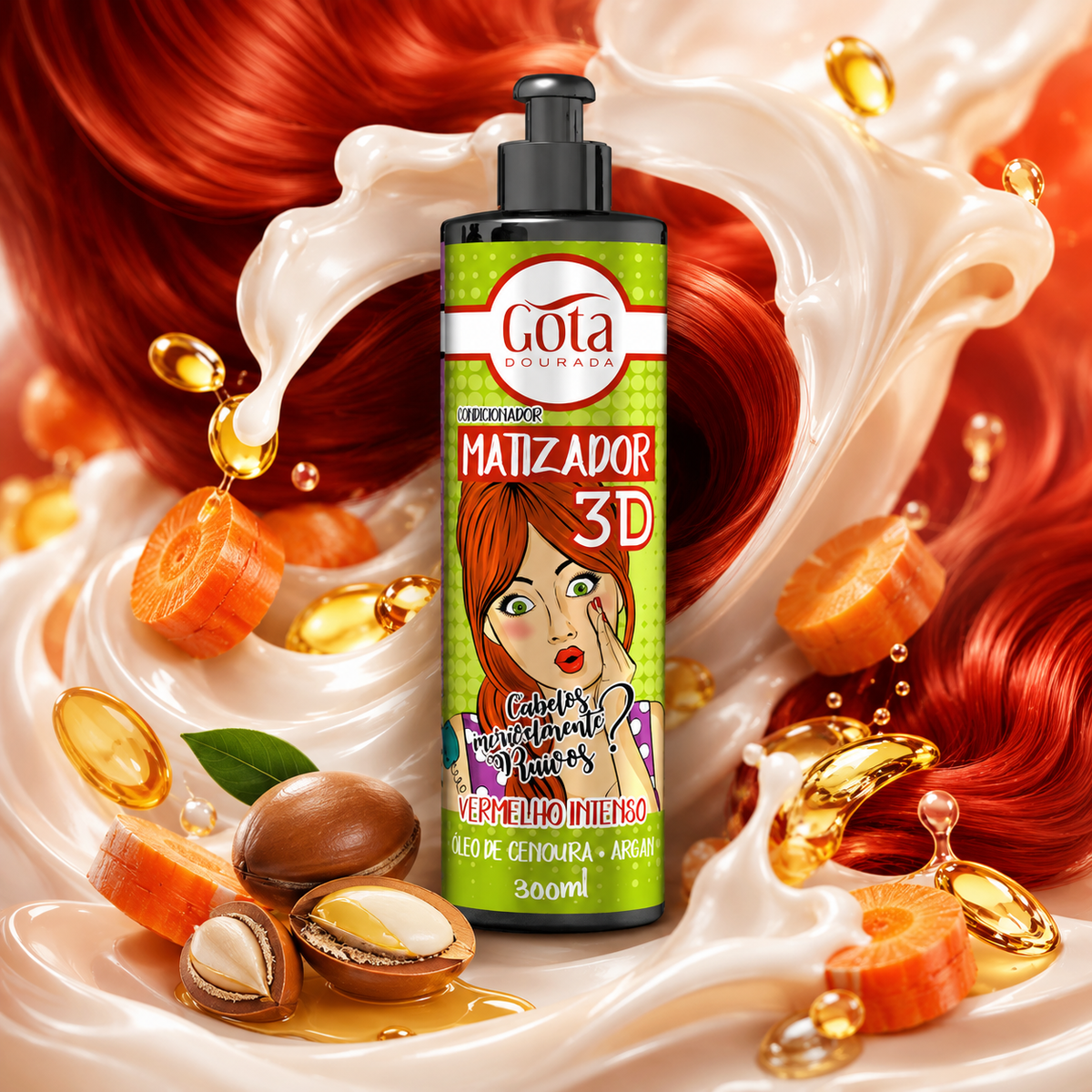 Acondicionador Matizador 3D Rojo Intenso 300 ml Marca Gota Dorada - Chile