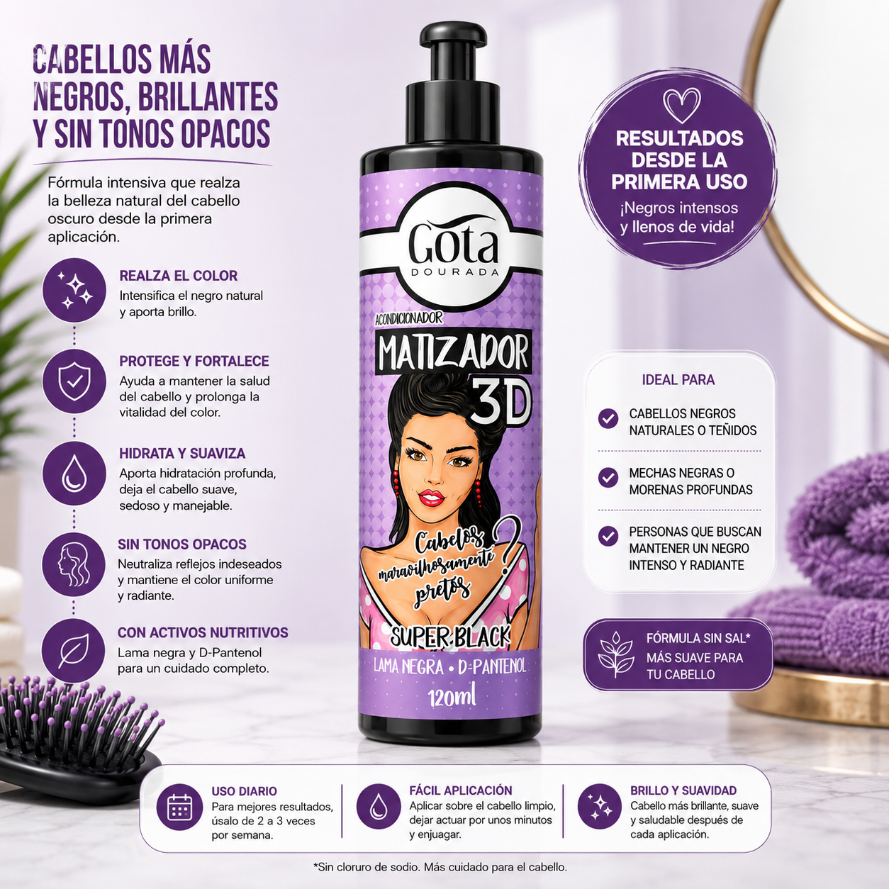 acondicionador matizador super black gota dourada