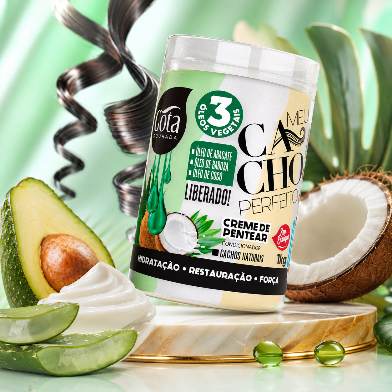 gota dourada mi rizo perfecto crema de peinar aguacate, aloe vera y coco