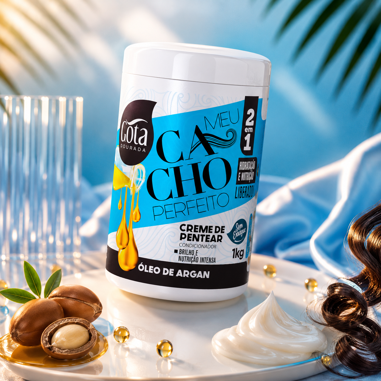 crema de peinar gota dourada aceite de argan rizos perfectos