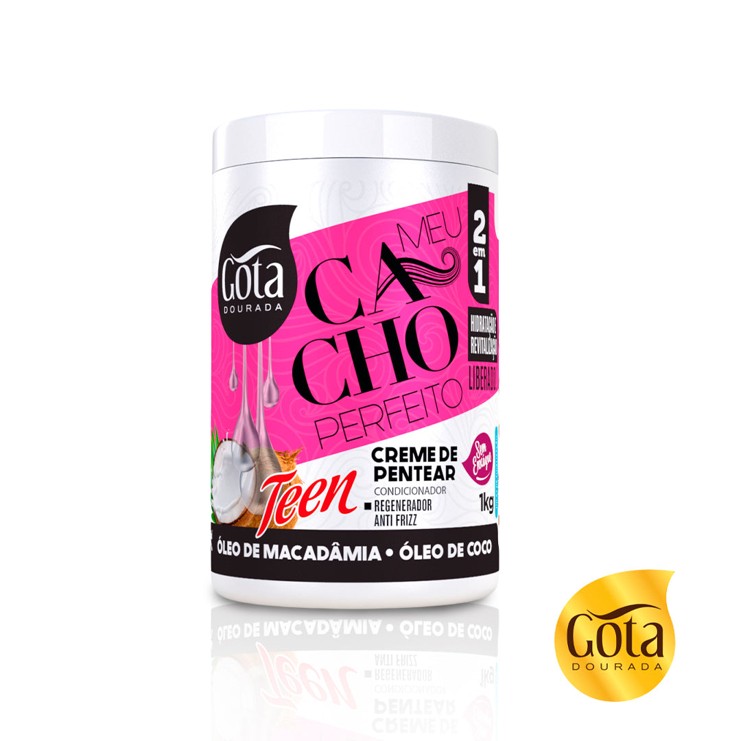 gota dourada crema de peinar mi rizo perfecto meu cacho perfeito aceite de macadamia y aceite de coco 1kg