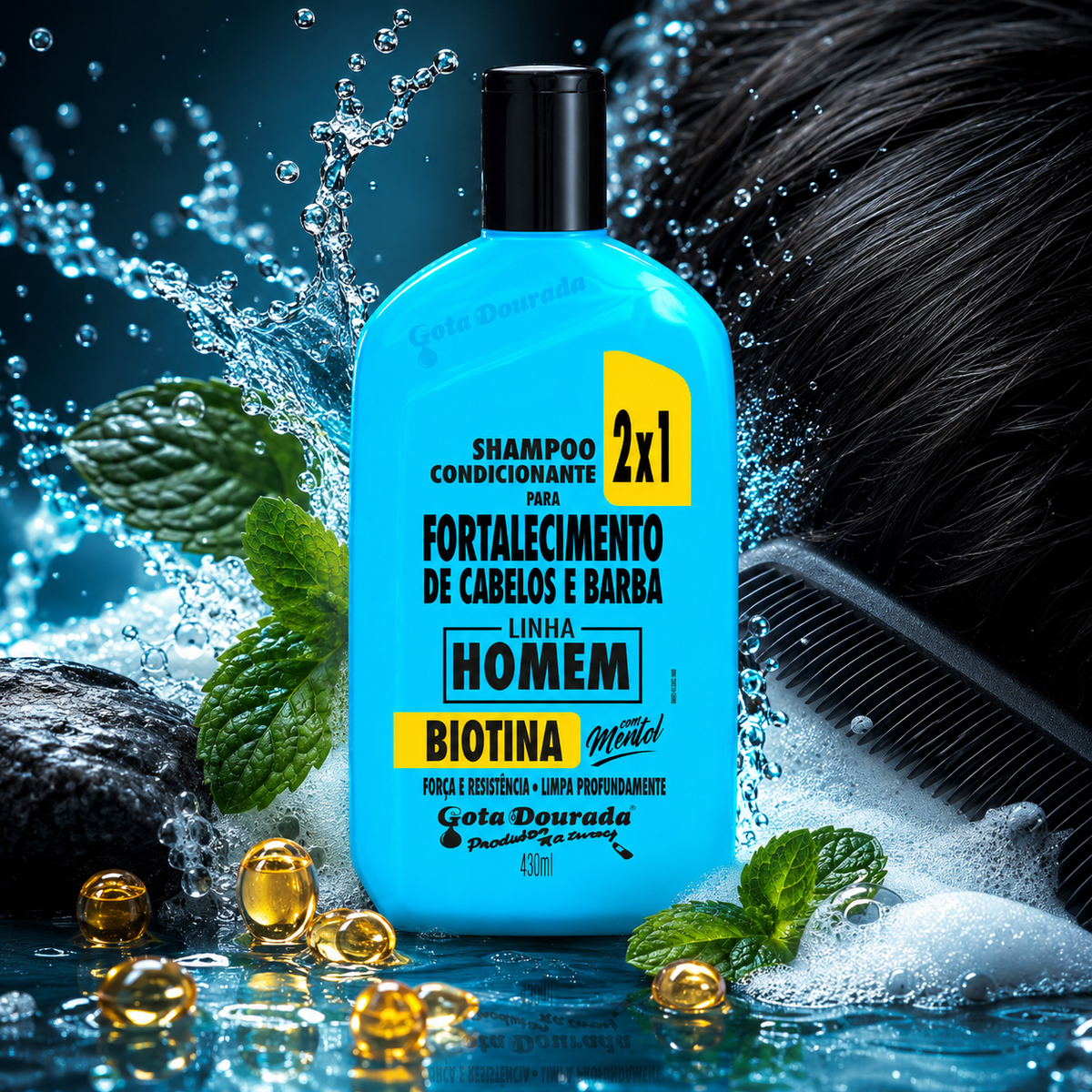 Shampoo Acondicionador Hombre 2 en 1 Biotina 430 ml Marca Gota Dorada - Chile