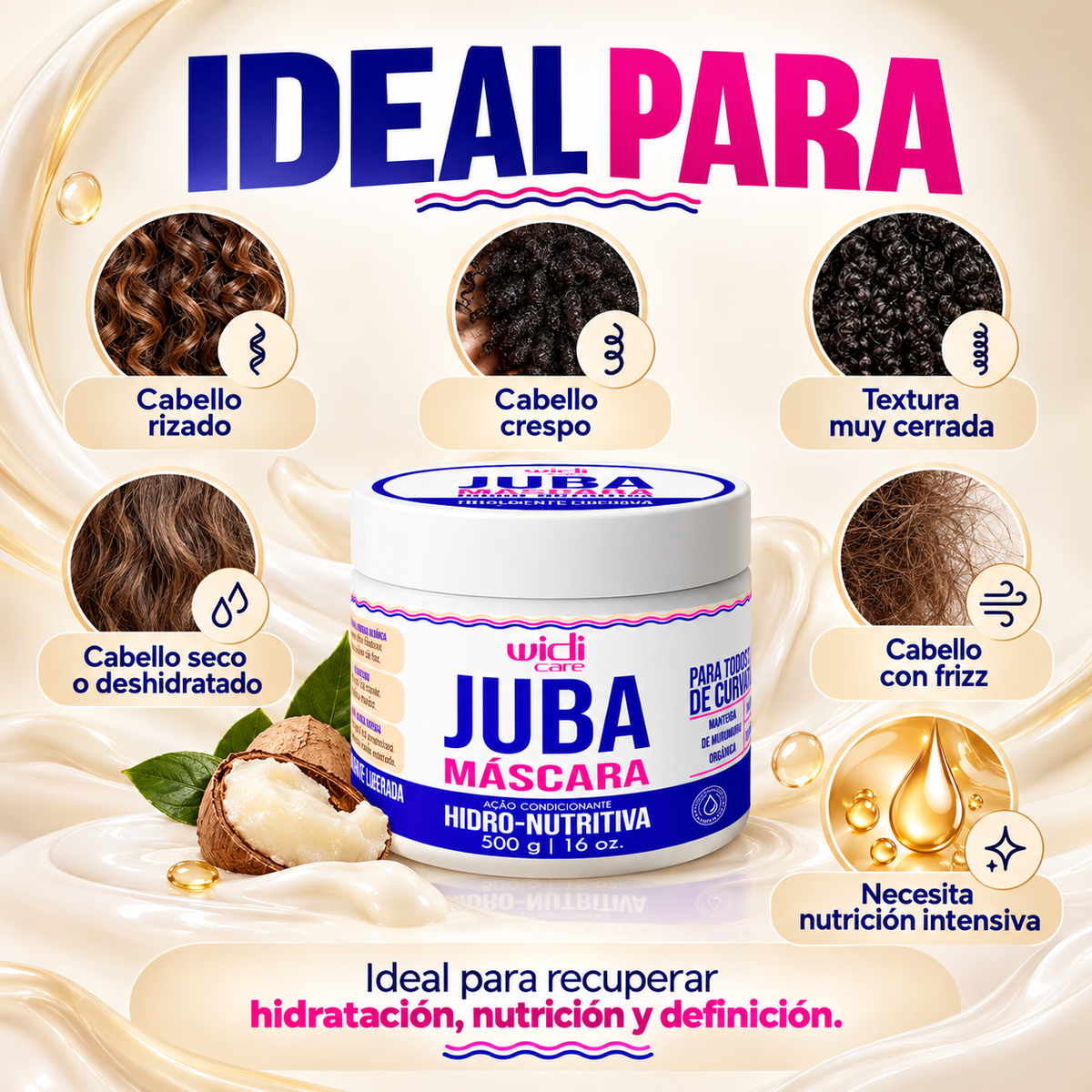 Juba Mascarilla Hidronutritiva Acondicionante 500 g Marca Widi Care - Chile