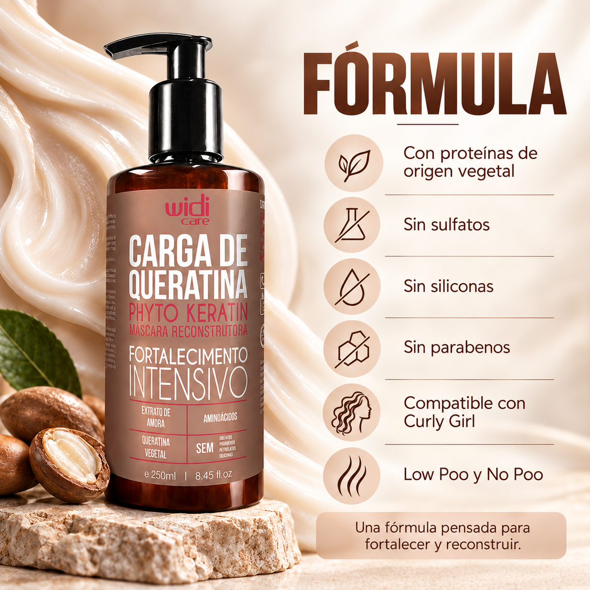 Phyto Keratin Mascarilla Reconstructora 250 ml Carga de Queratina Marca Widi Care - Chile