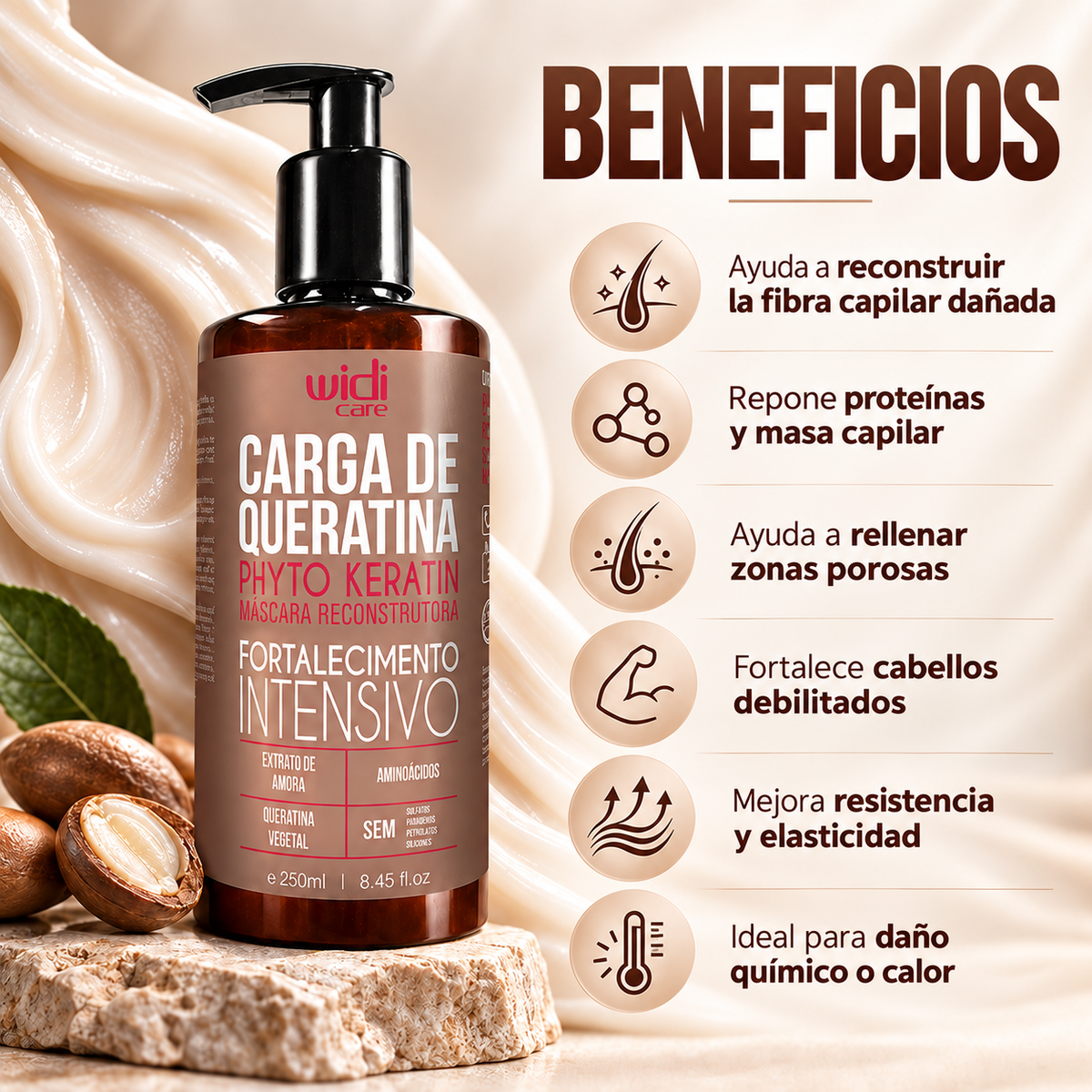 Phyto Keratin Mascarilla Reconstructora 250 ml Carga de Queratina Marca Widi Care - Chile