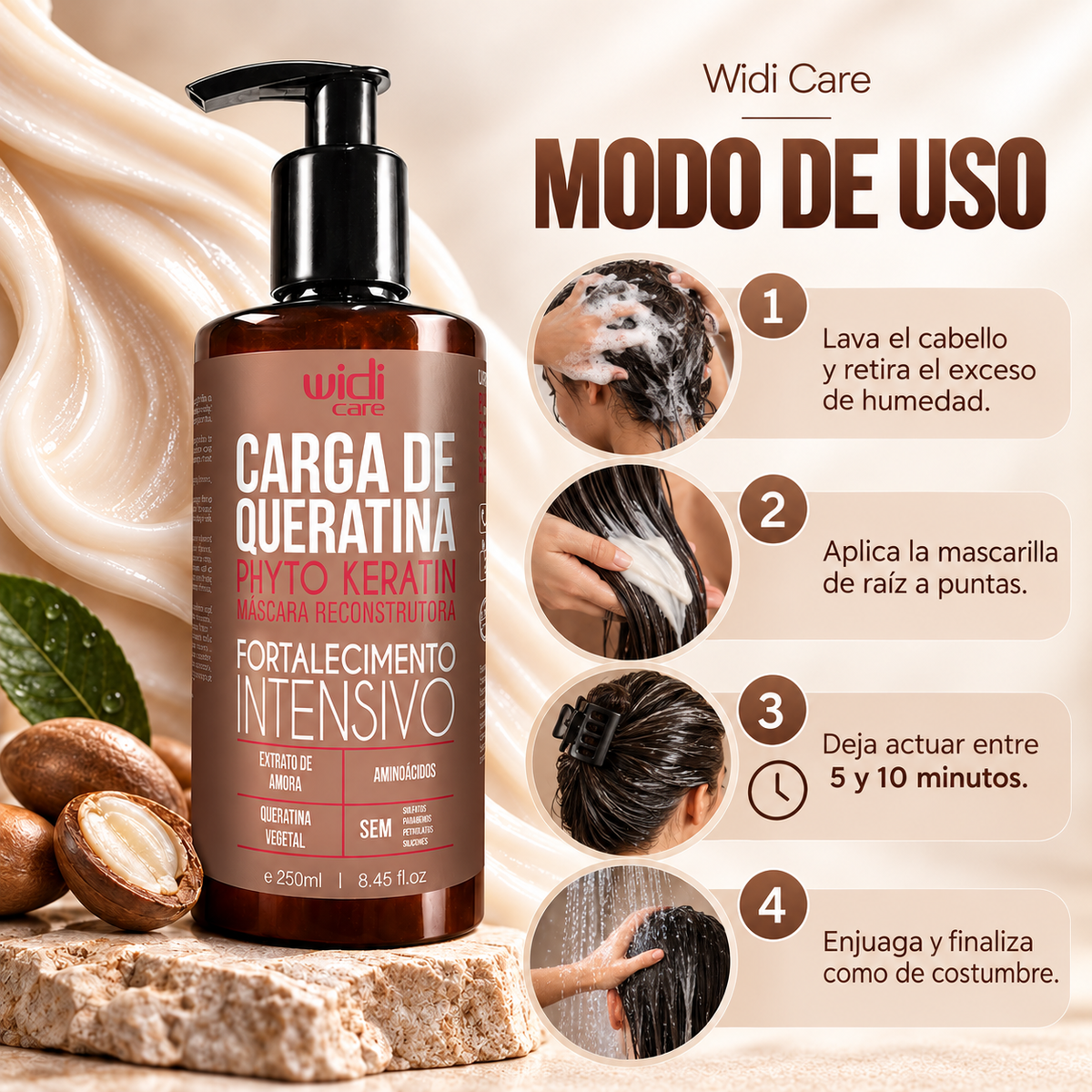 Phyto Keratin Mascarilla Reconstructora 250 ml Carga de Queratina Marca Widi Care - Chile