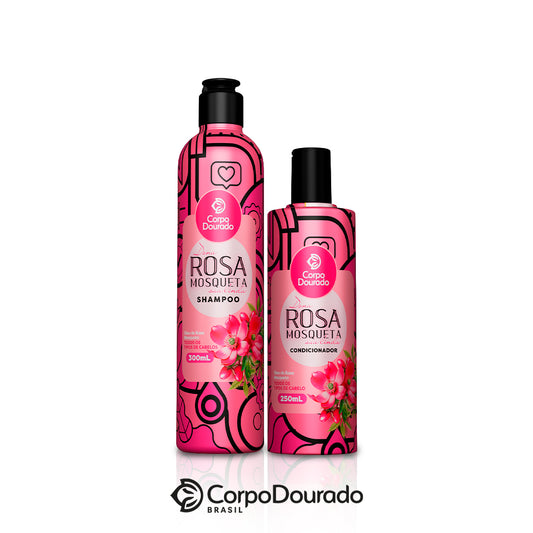 kit shampoo y acondicionador rosa mosqueta corpo dourado