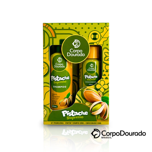 kit shampoo y acondicionador pistacho supremo corpo dourado