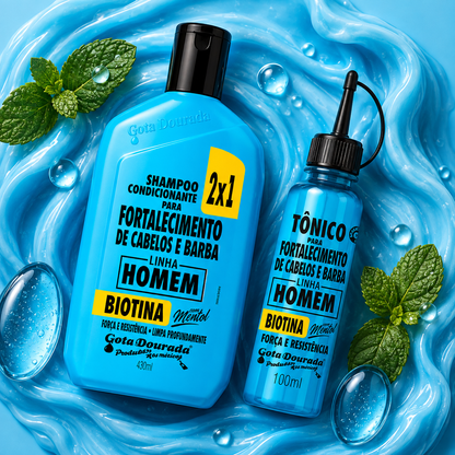 Kit Hombre Biotina - Fortalecimiento de Cabello y Barba Marca Gota Dorada - Chile
