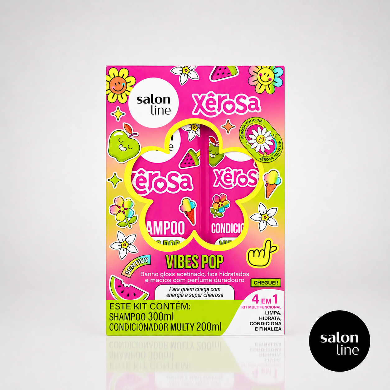 Xerosa Kit Shampoo 300 ml + Acondicionador 200 ml Vibes Pop Marca Salon Line Tienda SB100DOBRASIL Chile