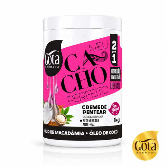 gota dourada crema de peinar meu cacho perfeito aceite de coco aceite de macadamia