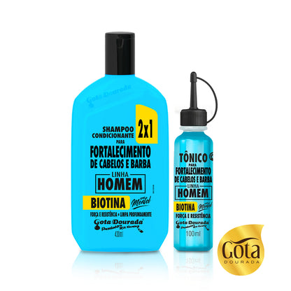 Kit Hombre Biotina - Fortalecimiento de Cabello y Barba Marca Gota Dorada - Chile