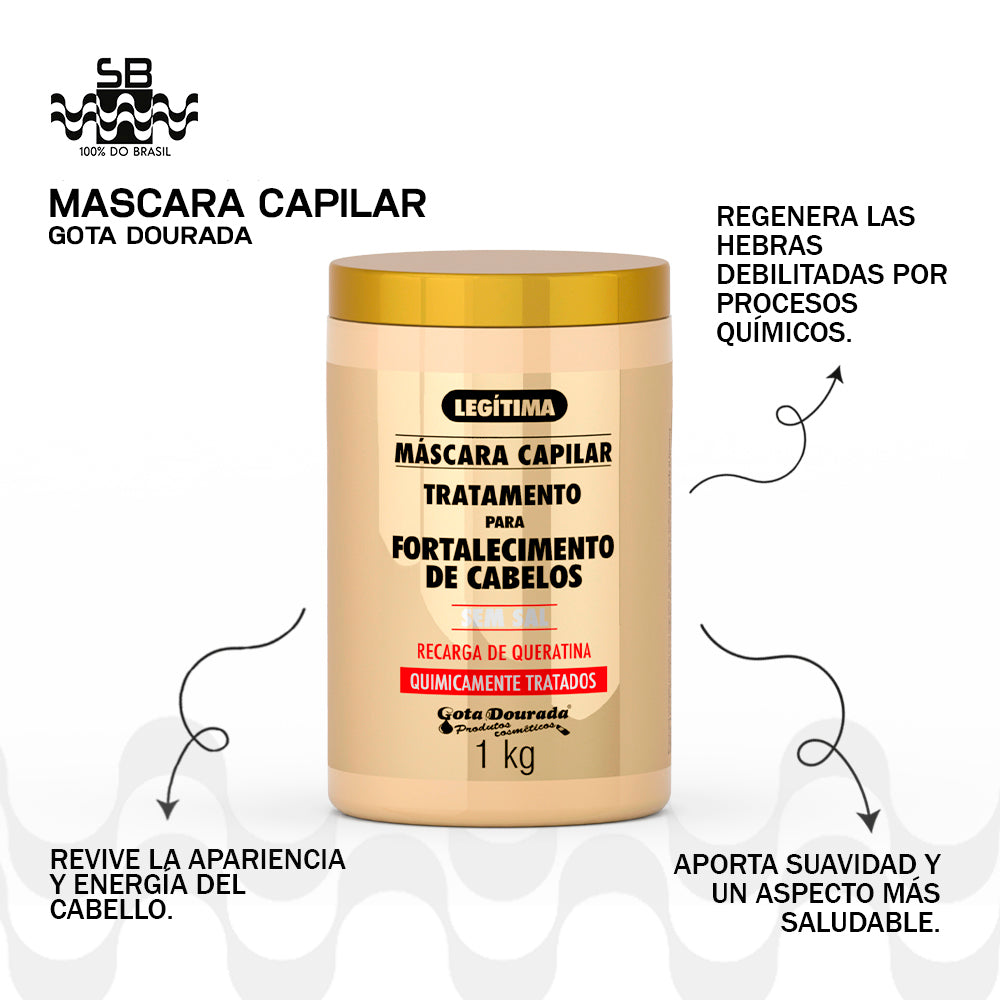 Máscara Fortalecimiento Químicamente Tratados Gota Dorada 1 Kg