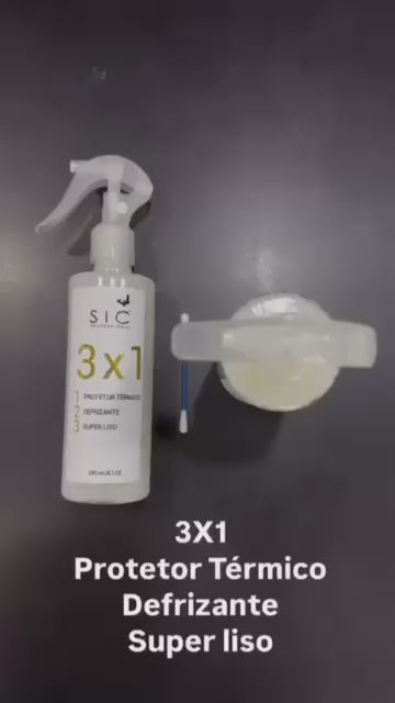 Protector termico 3x1 desfrizante marca Sic cosmetics Brasil video de prueba exitosa ante calor fuego